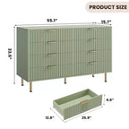 Commode à 8 tiroirs pour chambre à coucher, commode moderne cannelée de 137 cm de large avec tiroirs profonds, commode en bois pour salon, couloir, chambre d'enfant