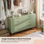 Commode à 8 tiroirs pour chambre à coucher, commode moderne cannelée de 137 cm de large avec tiroirs profonds, commode en bois pour salon, couloir, chambre d'enfant