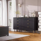 Commode à 8 tiroirs pour chambre à coucher, commode moderne cannelée de 137 cm de large avec tiroirs profonds, commode en bois pour salon, couloir, chambre d'enfant