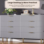 Commode à 8 tiroirs pour chambre à coucher, commode moderne cannelée de 137 cm de large avec tiroirs profonds, commode en bois pour salon, couloir, chambre d'enfant