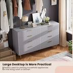 Commode à 8 tiroirs pour chambre à coucher, commode moderne cannelée de 137 cm de large avec tiroirs profonds, commode en bois pour salon, couloir, chambre d'enfant