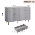 Commode à 8 tiroirs pour chambre à coucher, commode moderne cannelée de 137 cm de large avec tiroirs profonds, commode en bois pour salon, couloir, chambre d'enfant