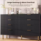Commode à 8 tiroirs pour chambre à coucher, commode moderne cannelée de 137 cm de large avec tiroirs profonds, commode en bois pour salon, couloir, chambre d'enfant
