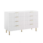 Commode à 8 tiroirs pour chambre à coucher, commode moderne cannelée de 137 cm de large avec tiroirs profonds, commode en bois pour salon, couloir, chambre d'enfant