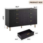 Commode à 8 tiroirs pour chambre à coucher, commode moderne cannelée de 137 cm de large avec tiroirs profonds, commode en bois pour salon, couloir, chambre d'enfant