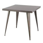 Table à manger industrielle carrée noir antique pour salle à manger, table de cuisine pour 4 personnes