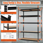 Étagères de garage robustes, étagères de rangement réglables à 5 niveaux, capacité de 900 kg, étagères de rangement de garage réglables, rangement métallique