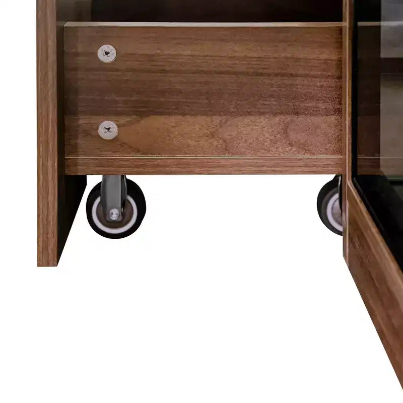 Vitrine rustique en bois de 178 cm avec portes vitrées et lumières LED