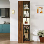 Vitrine rustique en bois de 178 cm avec portes vitrées et lumières LED