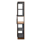Vitrine rustique en bois de 178 cm avec portes vitrées et lumières LED