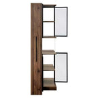 Vitrine rustique en bois de 178 cm avec portes vitrées et lumières LED