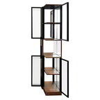 Vitrine rustique en bois de 178 cm avec portes vitrées et lumières LED