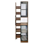 Vitrine rustique en bois de 178 cm avec portes vitrées et lumières LED