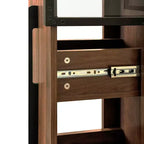 Vitrine rustique en bois de 178 cm avec portes vitrées et lumières LED
