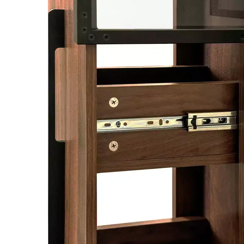Vitrine rustique en bois de 178 cm avec portes vitrées et lumières LED