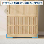 Armoire en bois naturel avec portes vitrées - 2 tiroirs et tringle à vêtements - 80L x 167H cm - Penderie autoportante pour chambre à coucher