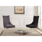 Chaise de salle à manger capitonnée moderne et contemporaine en velours gris avec pieds en acrylique