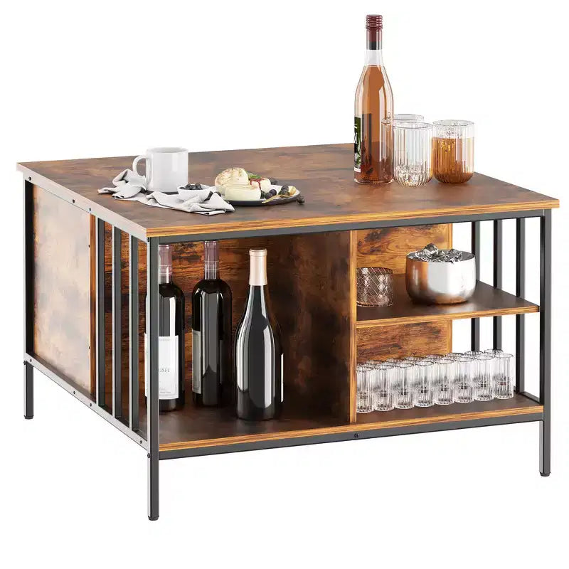 Table basse de ferme relevable de 31,5 po avec rangement caché et étagères ouvertes