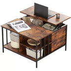 Table basse de ferme relevable de 31,5 po avec rangement caché et étagères ouvertes