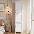 Armoire Wardrobe Closet with 2 Doors,72 Wooden Wardrobe Cabinet with Hanging Rod, Narrow Tall Armoire with 18 Adjustable Shelves for Bedroom