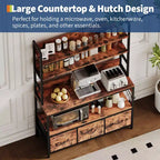 Étagère de cuisine à 5 niveaux avec station de charge et tiroirs, étagères utilitaires avec crochets pour la cuisine, étagère de rangement indépendante pour salle à manger, bureau