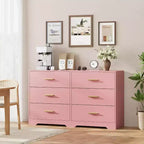 Commode à 6 tiroirs, commode moderne avec poignées métalliques, meuble TV en bois et organiseur de rangement pour chambre, salon