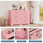Commode à 6 tiroirs, commode moderne avec poignées métalliques, meuble TV en bois et organiseur de rangement pour chambre, salon