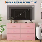 Commode à 6 tiroirs, commode moderne avec poignées métalliques, meuble TV en bois et organiseur de rangement pour chambre, salon