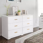 Commode à 6 tiroirs, commode moderne avec poignées métalliques, meuble TV en bois et organiseur de rangement pour chambre, salon