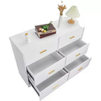 Commode à 6 tiroirs, commode moderne avec poignées métalliques, meuble TV en bois et organiseur de rangement pour chambre, salon