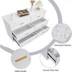 Commode à 6 tiroirs, commode moderne avec poignées métalliques, meuble TV en bois et organiseur de rangement pour chambre, salon