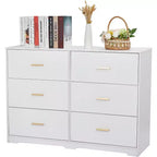 Commode à 6 tiroirs, commode moderne avec poignées métalliques, meuble TV en bois et organiseur de rangement pour chambre, salon