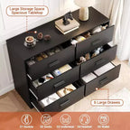 Commode à 6 tiroirs, commode moderne avec poignées métalliques, meuble TV en bois et organiseur de rangement pour chambre, salon