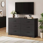 Commode à 6 tiroirs, commode moderne avec poignées métalliques, meuble TV en bois et organiseur de rangement pour chambre, salon