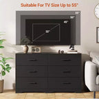 Commode à 6 tiroirs, commode moderne avec poignées métalliques, meuble TV en bois et organiseur de rangement pour chambre, salon