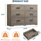 Commode à 6 tiroirs, commode moderne avec poignées métalliques, meuble TV en bois et organiseur de rangement pour chambre, salon