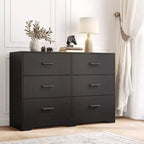 Acekool 6 Drawer Dresser, Modern Chest with Metal Handles, Wooden TV Stand & Storage Organizer for Bedroom, Living Room