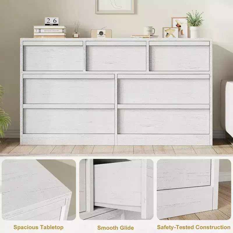 Commode double moderne avec 6/7/8 tiroirs, commode en bois pour salon, couloir, entrée, bureau