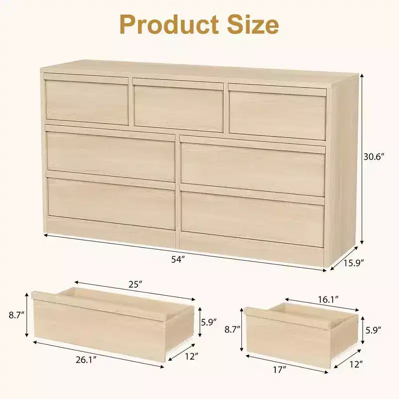 Commode double moderne avec 6/7/8 tiroirs, commode en bois pour salon, couloir, entrée, bureau