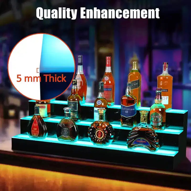 Étagère de présentation de bouteilles d'alcool 2 niveaux de 101,6 cm avec télécommande et contrôle via application, 16 couleurs, 4 modes, minuterie 1-8 h, éclairage pour bar à domicile