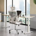 Chaise de bureau ergonomique en maille avec accoudoirs relevables, appui-tête et support lombaire réglables