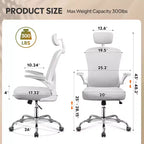 Chaise de bureau ergonomique en maille avec accoudoirs relevables, appui-tête et support lombaire réglables