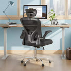 Chaise de bureau ergonomique en maille avec accoudoirs relevables, appui-tête et support lombaire réglables