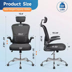 Chaise de bureau ergonomique en maille avec accoudoirs relevables, appui-tête et support lombaire réglables