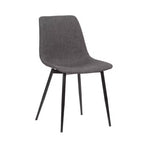 Armen Living,Monte Contemporary Dining Chair in Charcoal Faux Leather with Black Powder Coated Metal Legs