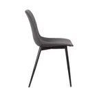 Chaise de salle à manger contemporaine en similicuir anthracite avec pieds en métal thermolaqué noir