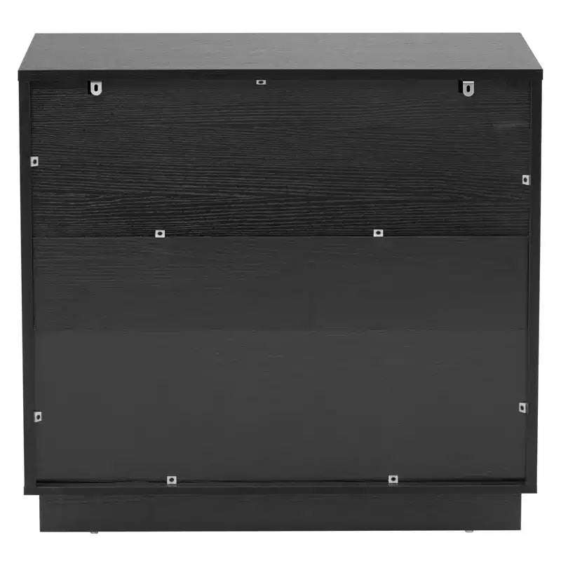 Table de chevet 4 tiroirs en MDF noir 71 cm avec façade ondulée