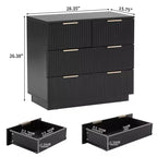 Table de chevet 4 tiroirs en MDF noir 71 cm avec façade ondulée