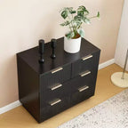 Table de chevet 4 tiroirs en MDF noir 71 cm avec façade ondulée