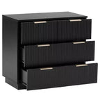 Table de chevet 4 tiroirs en MDF noir 71 cm avec façade ondulée